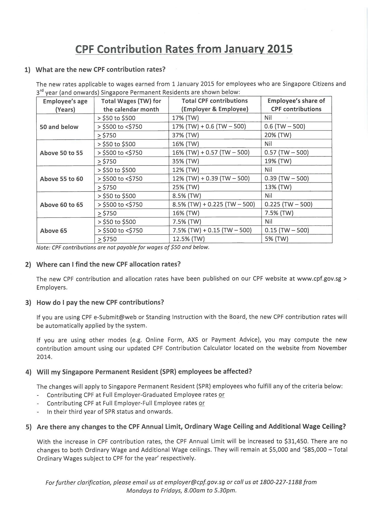 Changes to CPF and Self-Help Groups Contribution Rates from 1 January 2015 page 1