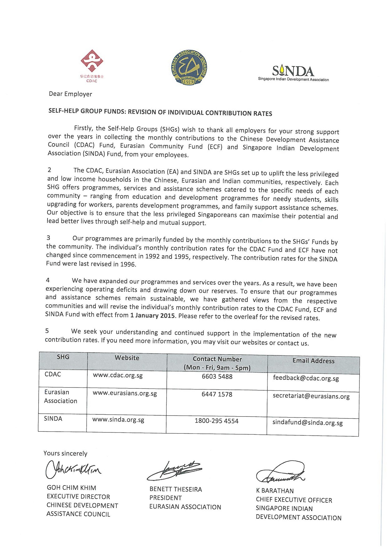 Changes to CPF and Self-Help Groups Contribution Rates from 1 January 2015 page 1